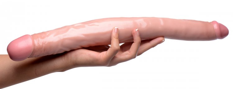 Take your pick between two huge dicks! Solo, with a partner,... SexFlesh - Realistic 16" Double Dong - Flesh photo-3