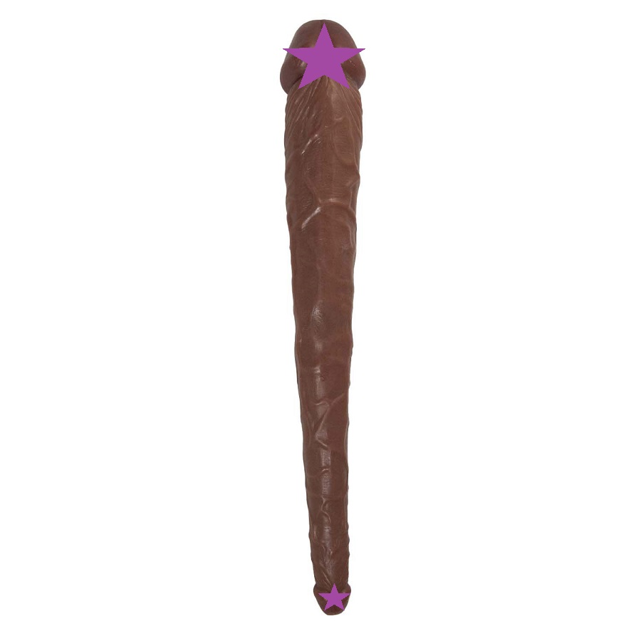 The Hero 14″ Double Dong features two phallic shaped ends, g... Nasstoys - Hero 14" Double Dildo - Brown photo-2