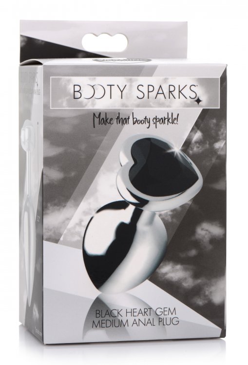 Decorate your derriere with this Dark Heart Anal Plug! The m... Booty Sparks - Heart Gem Anal Plug M-size - Black photo-9