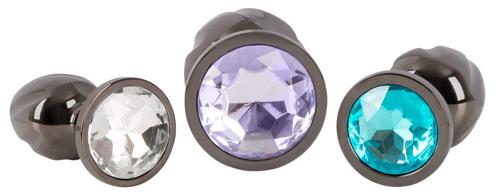 The Metal Butt Plug Set with Diamonds from ANOS has 3 metal ... ANOS - Metal Butt Plug Set photo-5