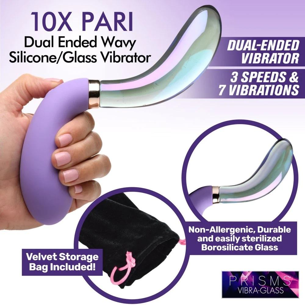 There are plenty of unique features to enjoy about this Pari... Prisms Erotic Glass - Wave Dual Ended Vibrator - Purple photo-4