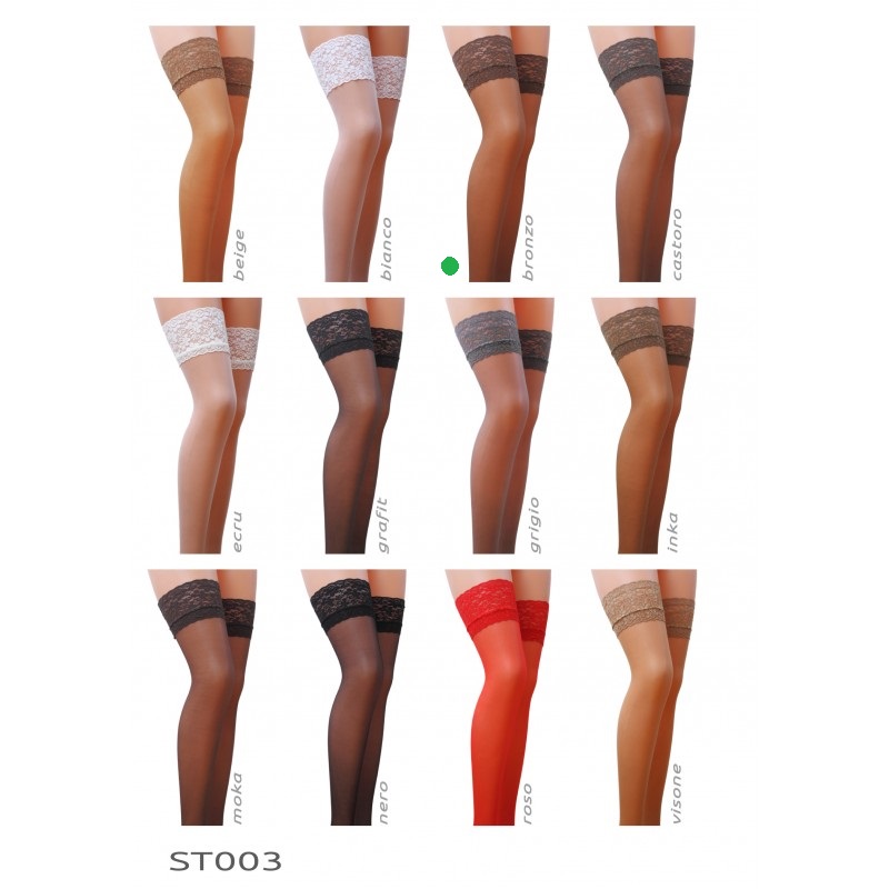 Self-supporting stockings with lace, two strips of silicone,... Passion - ST003 Stockings - Bronze - 1/2 photo-4