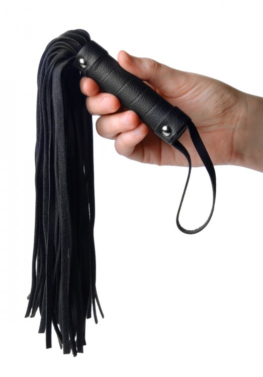 Get a handful of pleasure and pain with this pint sized hand... Strict - Pleather Pleasure Mini Flogger - Black photo-2