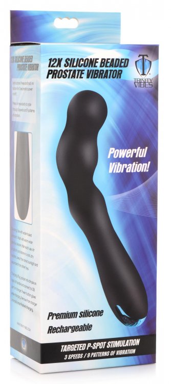 Discover a prostate vibrator that is as organically shaped a... Trinity Vibes - 12X Beaded Prostate Vibrator - Black photo-6