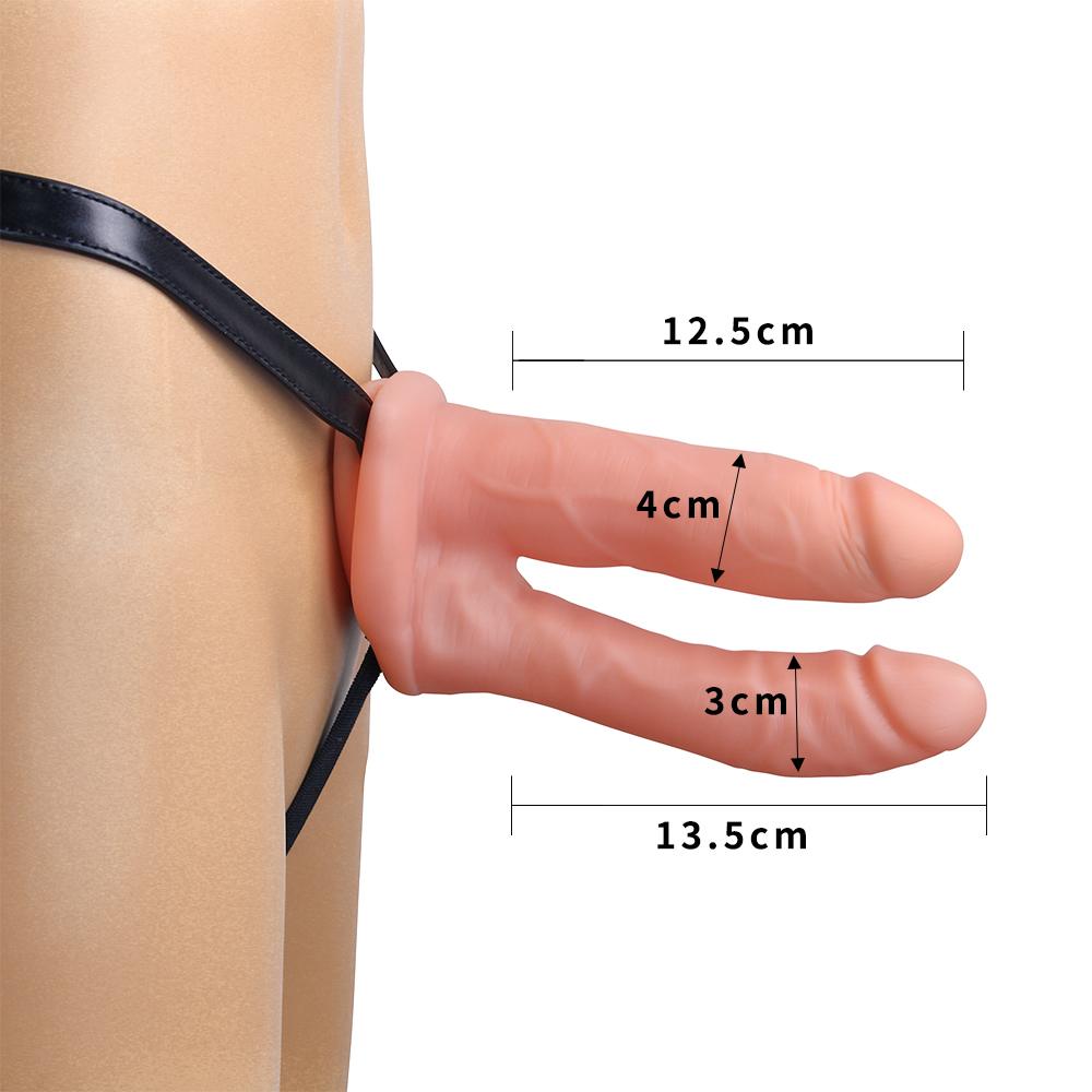 Unisex hollow double penetrator 6 inch. &nb... Lovetoy - Unisex Hollow Double Strap On - Flesh photo-4