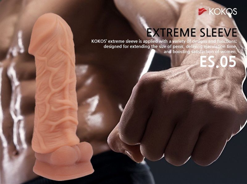 Kokos Extreme Sleeve ES-005 - very elastic nozzle on the pen... Kokos - Extreme Realistic Cock Sleeve S - Flesh photo-3
