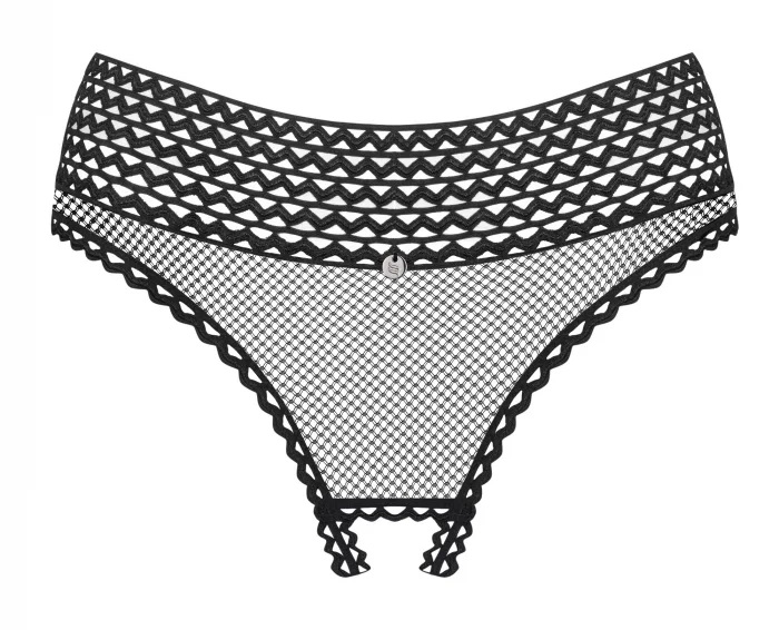 A little bit of indecency adds to the charm! Curious what ou... Obsessive - Strapelie Crotchless Panties - Black - S/M photo-7