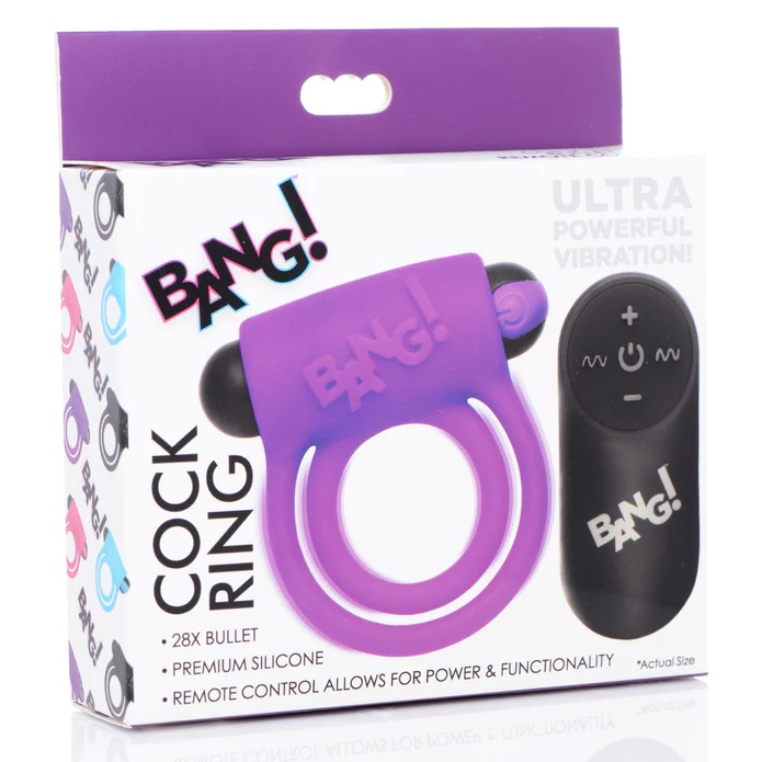 Enhance your cock with this velvety silicone ring and vibrat... Bang! - 28X Vibro Cock Ring - Purple photo-6