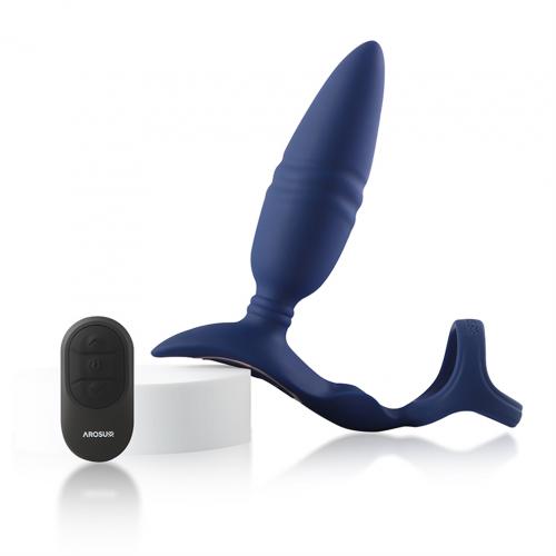 The Arosum Ring’n’Rear delivers stimulation from every angle... Arosum - Ring’n’Rear Thrusting Plug - Blue photo-7