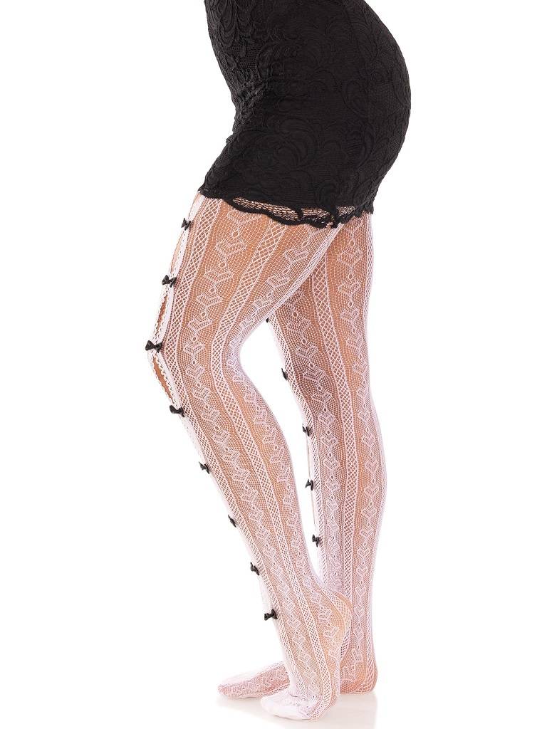 Cover your legs in cuteness with the sweetheart net tights b... Leg Avenue - Sweetheart Striped Tights - White photo-4