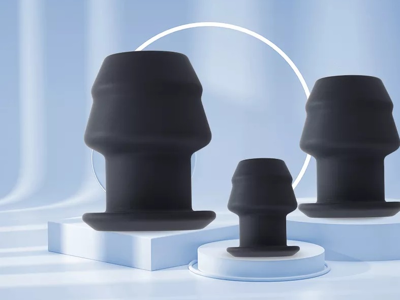 Round bottom hollow anal plug can expand the anus or use as ... MT - External Hollow Anal Plug M - Black photo-6