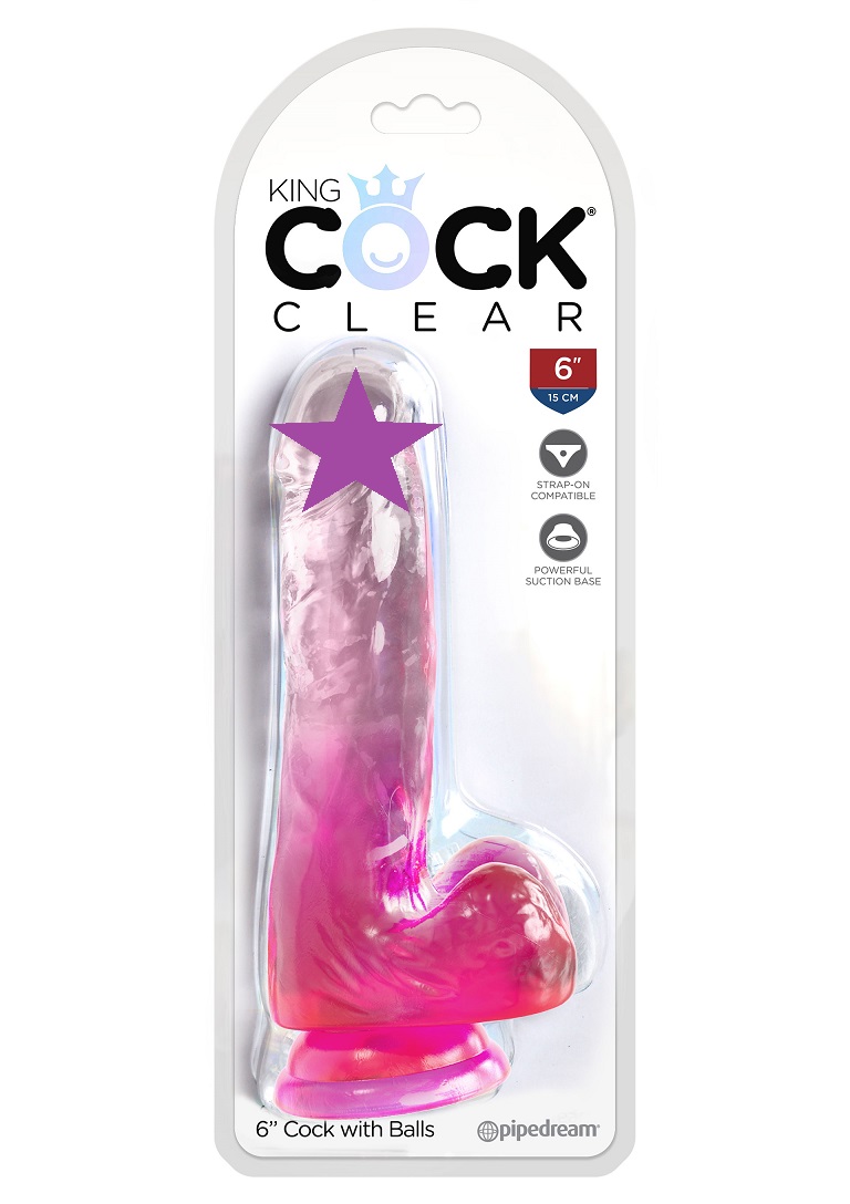 The King Cock Clear 6 in. Dildo combines a translucent dildo... King Cock - 6" Cock w Balls - Pink photo-2