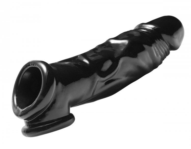 This firm yet stretchy cock sheath provides added girth, len... Master Series - Fuk Tool Penis Sheath and Ball Stretcher - Black photo-4