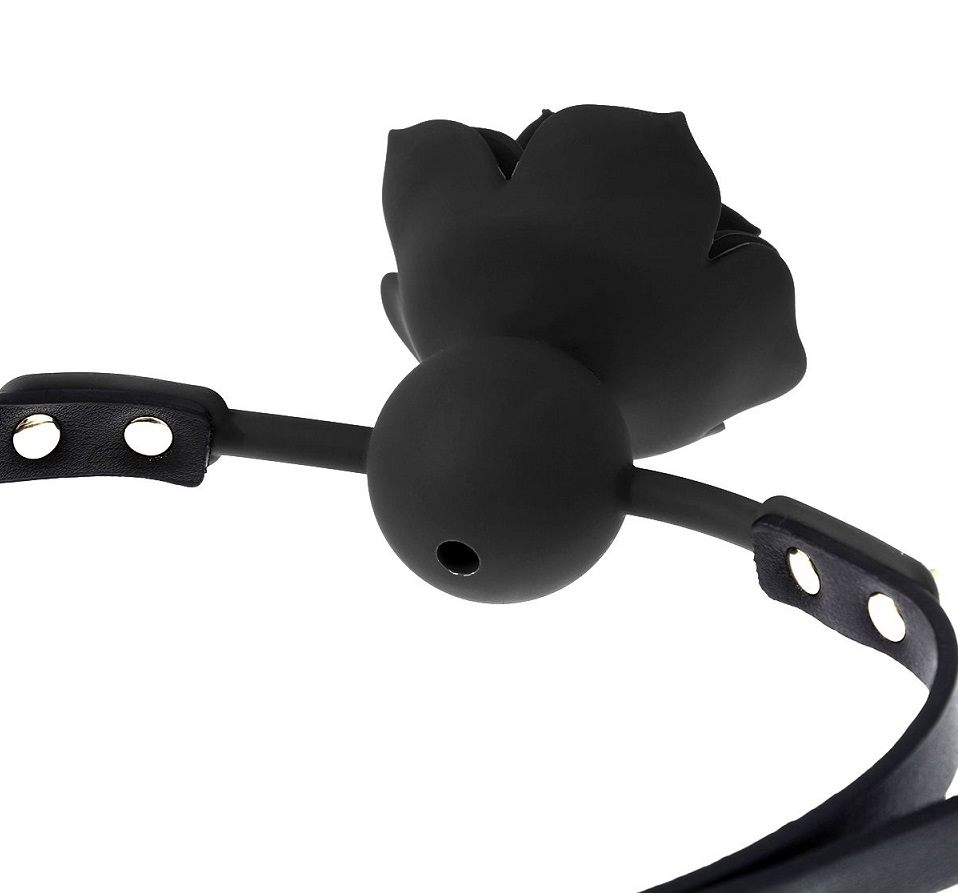 This flexible silicone Rose mouth gag made of high-quality s... Kiotos - Silicone Rose Gag - Black photo-2