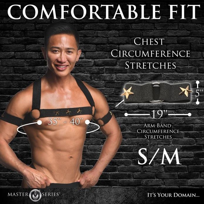 Add some flair to your wardrobe with this comfortable, stret... Master Series - Star Boy Male Harness - Black - S/M photo-5