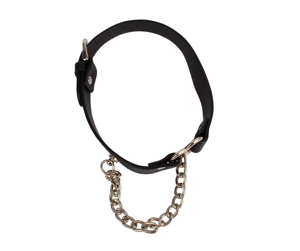 Buckle-fastened and lockable - best suited to experienced bo... Chisa - Heart Collar w Chain - Black photo-3