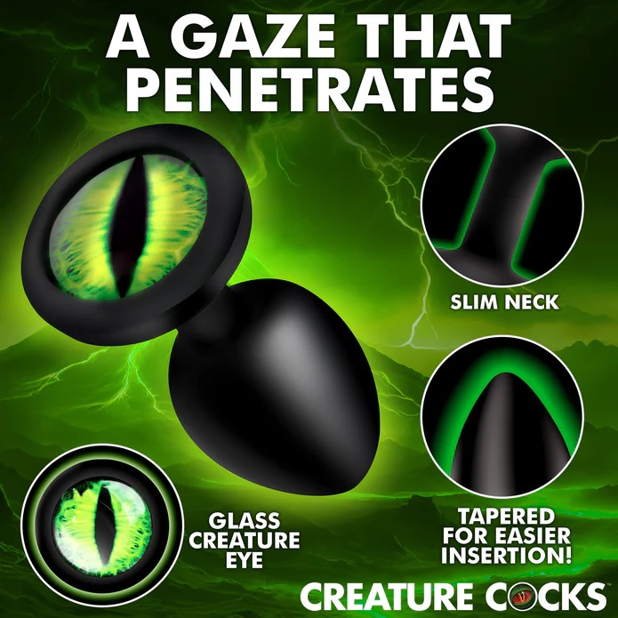 Turn your fantasies into reality with the Creature Eye Silic... Creature Cocks - Green Eye Plug S - Black photo-3