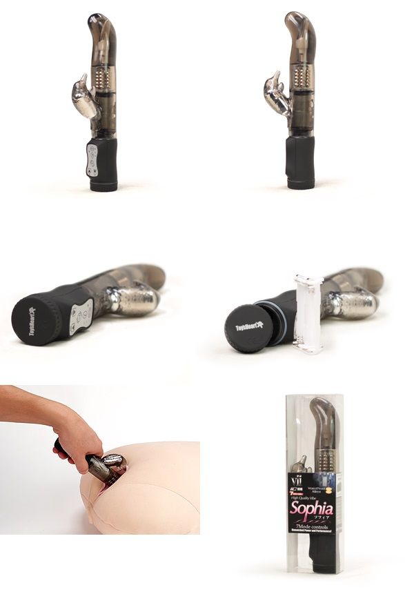 細身型靜音防水按摩棒登場。 7段振動模式、規格適中!小海豚直接刺激G點區。正反開關的新配置。超越其他電動器的性能。完美的... ToysHeart - Sophia 兔子震動棒 - 煙燻黑 照片-3