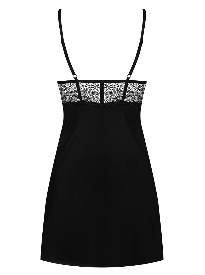 Imagine wearing something that makes you feel really sexy an... Obsessive - Sharlotte Chemise & Thong - Black - L/XL photo-8