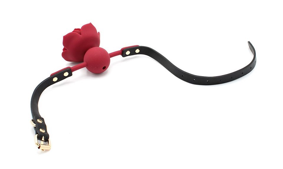 This flexible silicone Rose mouth gag made of high-quality s... Kiotos - Silicone Rose Gag - Red photo-6