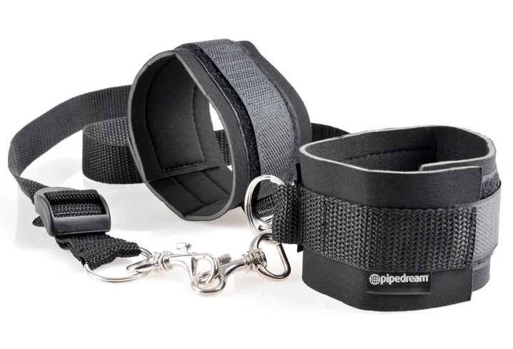 You are bound to please your lover with this versatile Cuff ... Fetish Fantasy - Cuff & Tether Set - Black photo-5