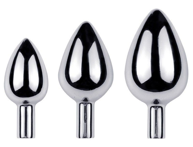 Detachable three headed anal plugs set with different sizes MT - Triple Anal Plug S+M+L - Silver photo-3