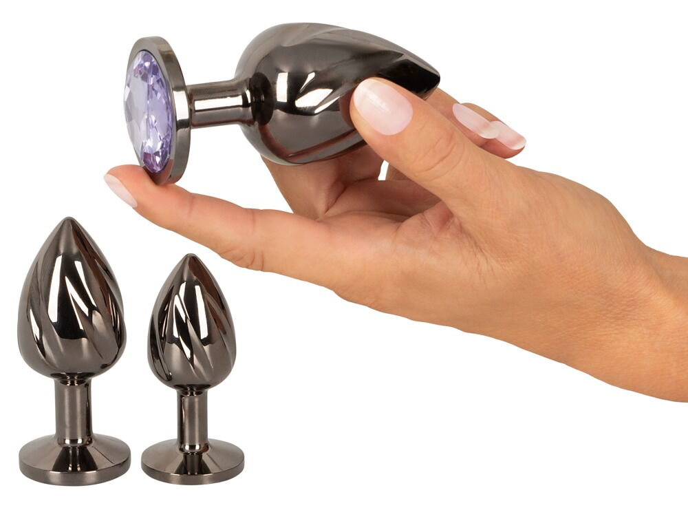 The Metal Butt Plug Set with Diamonds from ANOS has 3 metal ... ANOS - Metal Butt Plug Set photo-2