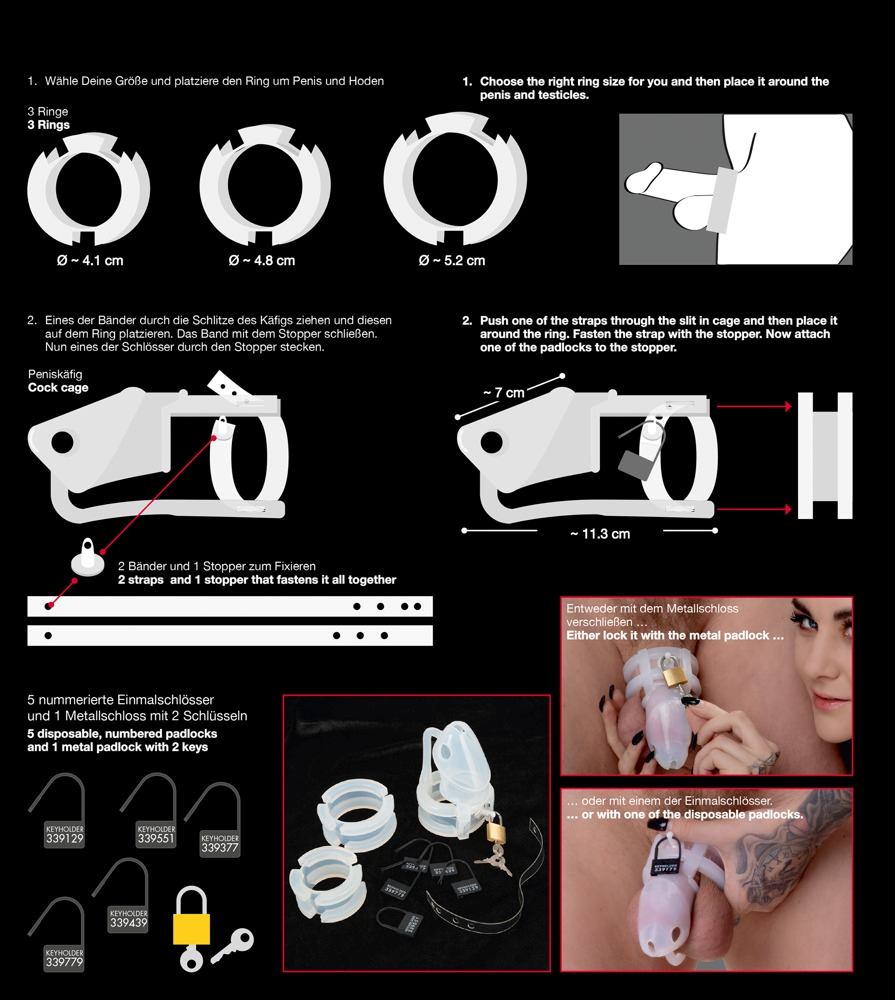 You2Toys - Cock Cage Set 15pcs - White 照片-7