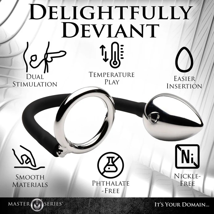Enjoy a rock hard shaft and prostate stimulation with a sing... Master Series - Tug + Plug Cock Ball Ring photo-7