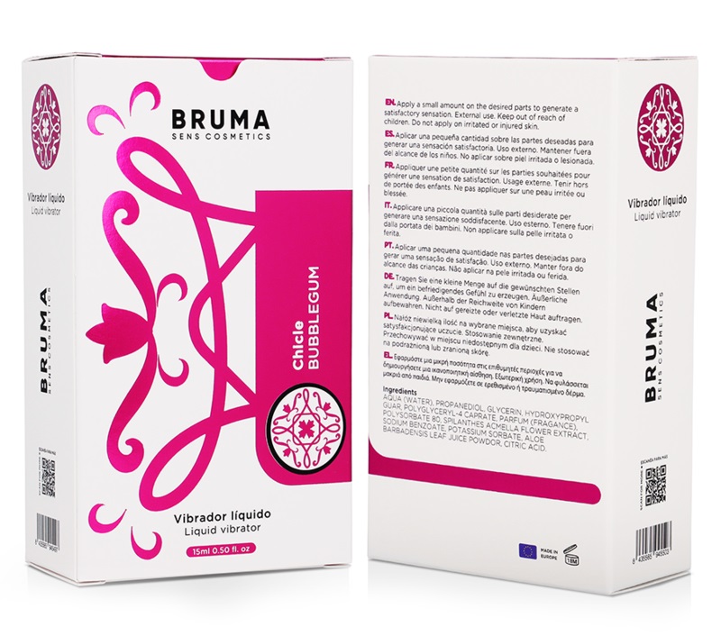 The bubblegum flavor liquid vibrator from the BRUMA brand is... Bruma - Bubblegum Liquid Vibrator - 15ml photo-7