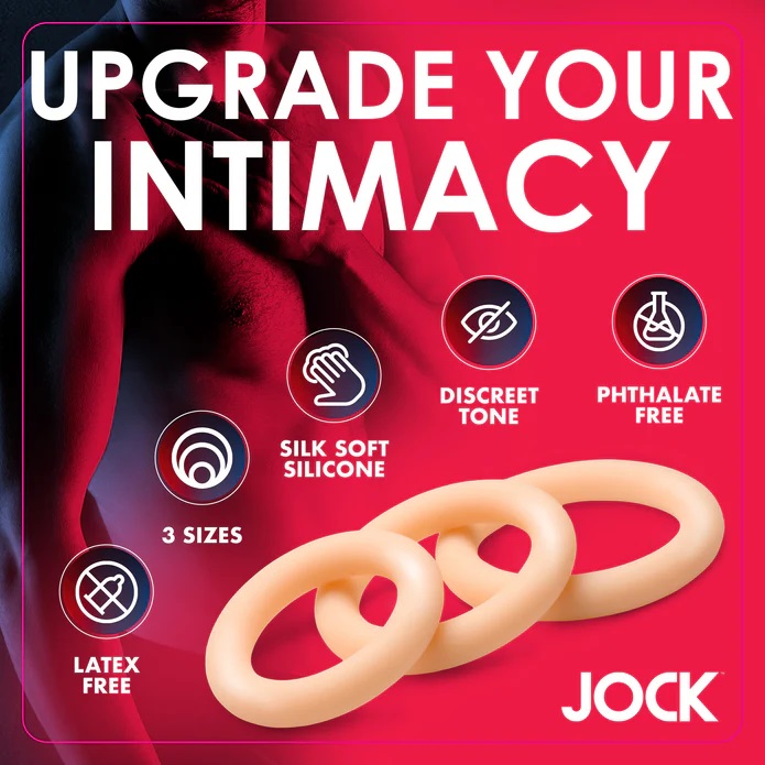 Last longer and stay harder with this silicone cock ring set... Jock - Cock Ring Set - Light photo-2
