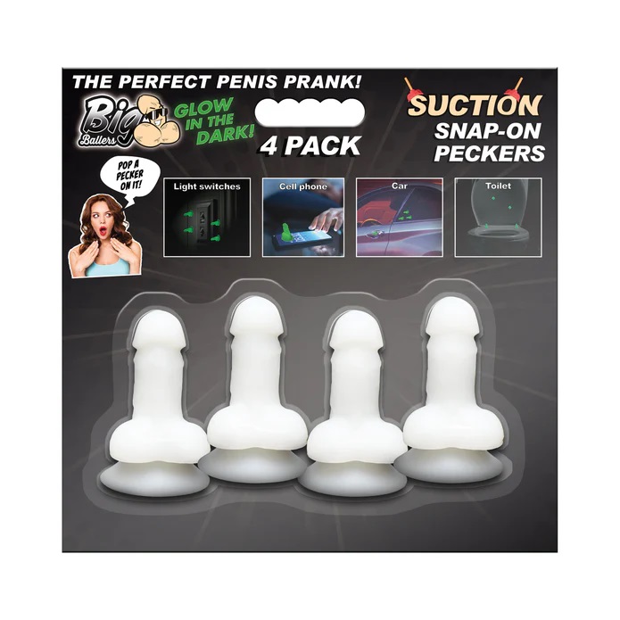 Four Mini Dildos!: This pack is packing 4 mini dildos that w... Big Ballers - Glow Suction Snap-On Peckers 4 pcs photo-8