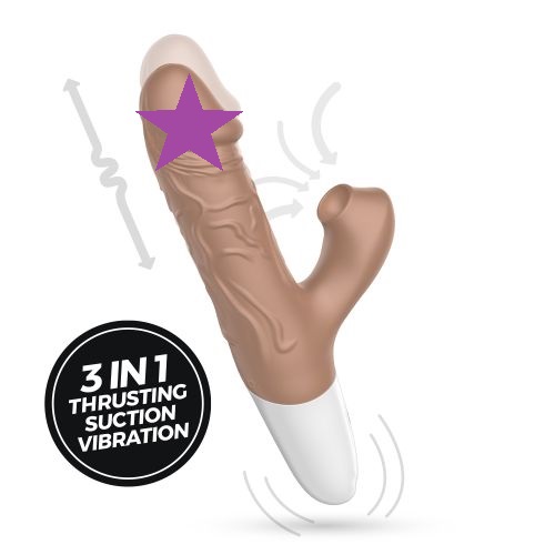 10 Kinds of vibration
7 Kinds of suction
3 Kinds of thrustin... Secwell - Hide Thrust Realistic Vibrator - Flesh photo-2