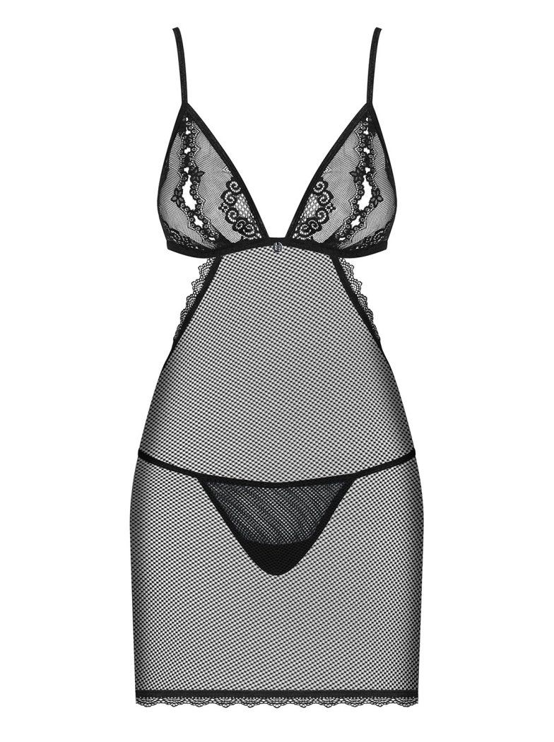 Would you like an evening full of pleasure and love? Fantasi... Obsessive - Millagro Chemise & Thong - Black - S/M photo-7