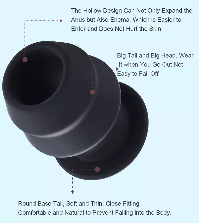 Round bottom hollow anal plug can expand the anus or use as ... MT - External Hollow Anal Plug S - Black photo-4