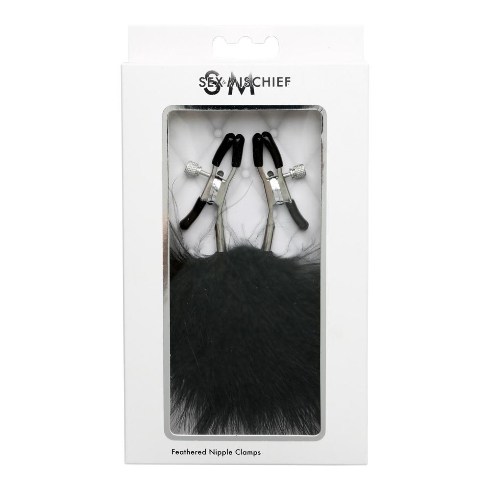 Adorn your nips with these sexy feathered clamps that keep y... S&M - Feathered Nipple Clamps - Black photo-7