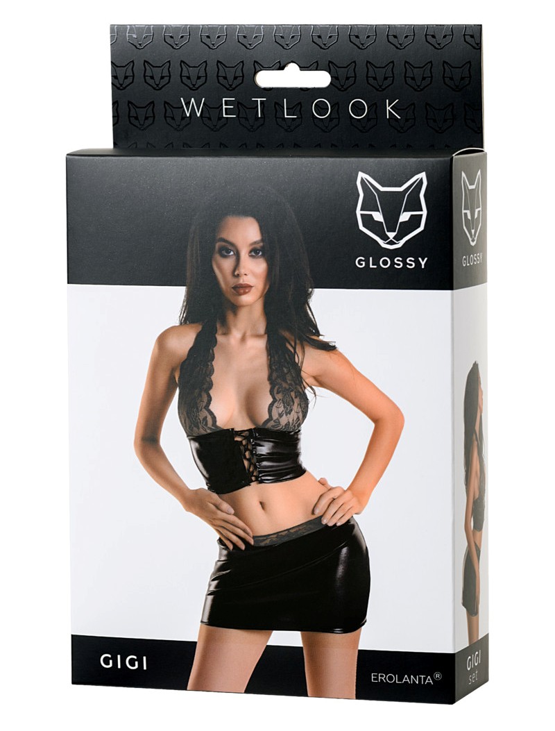A shiny set perfectly fit on figure
Glossy lengthens the sil... Glossy - Gigi Wetlook Set - Black - M photo-4