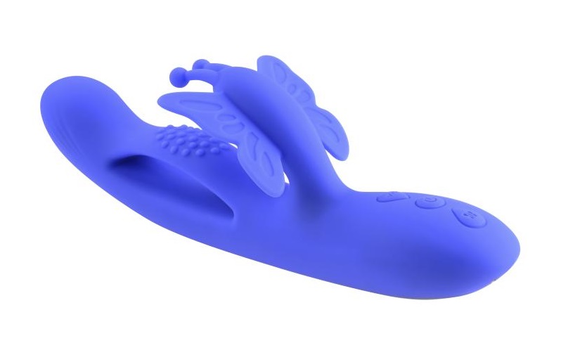 This unique butterfly vibrator has a sexy split in the main ... Evolved - Butterfly Dreams Rabbit Vibe - Blue photo-5