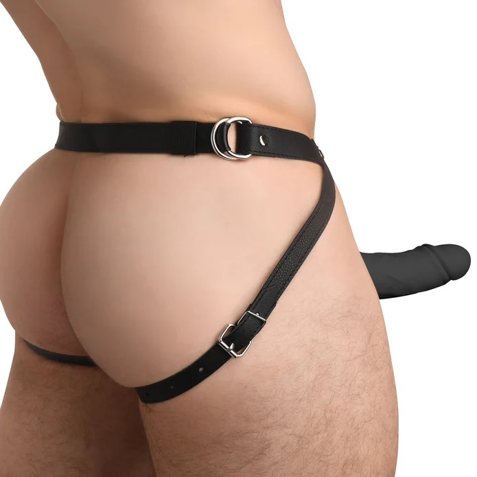 Make your partner's fantasies come true and add length a... Size Matters - 2" Erection Realistic Harness Sheath - Black photo-4