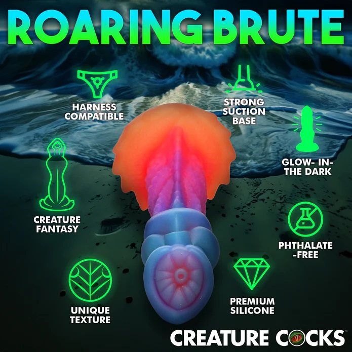 Take a deep dive into the pleasure with this sea monster dil... Creature Cocks - Glow Aqua Dildo photo-7