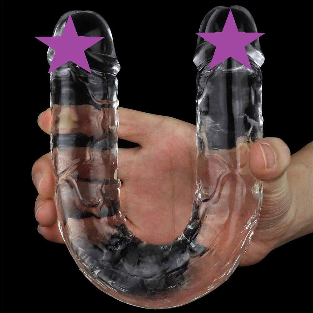 A sight for the most erotic of fantasies, LOVETOY shameless ... Lovetoy - Flawless Double Dildo 12'' - Clear photo-2