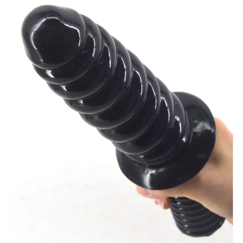 Conch with handle anal plug massage tool, environmental heal... FAAK - Spiral Anal Plug w Handle - Black photo-3