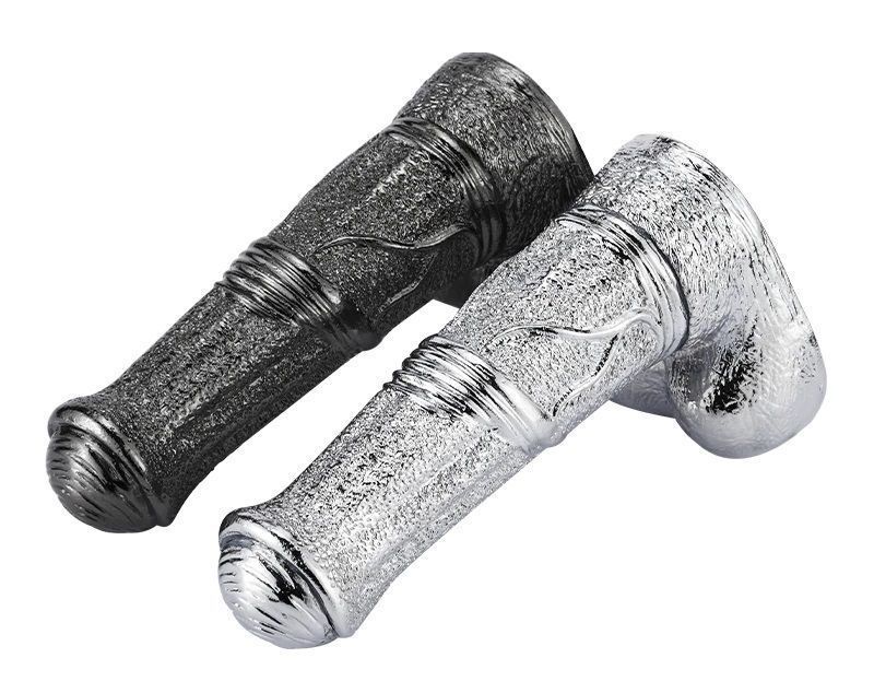 Large and beautiful G-spot metal strapon dildo with balls MT - Metal G-Spot Dildo - Silver photo-10