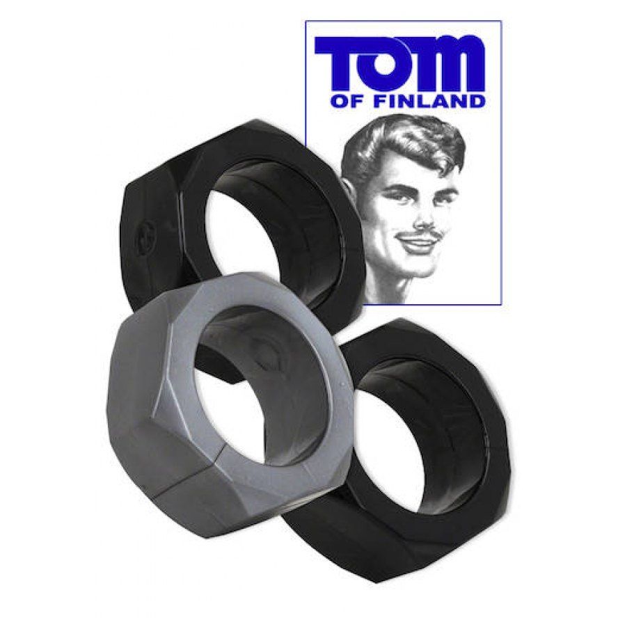 This set of stretch to fit cock rings work great as cock rin... TOF - 3 Piece Cock Nuts photo-3