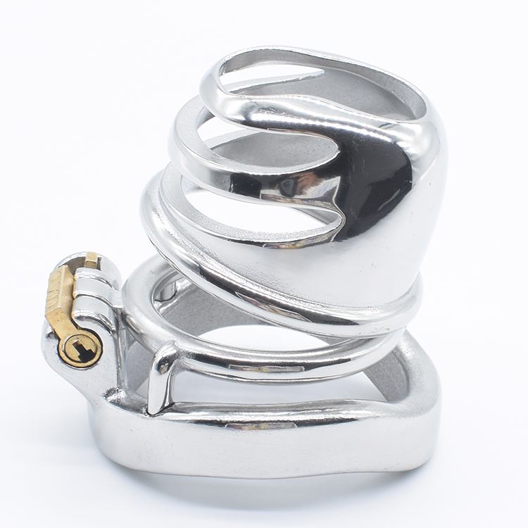 Total high: 57mm &n... FAAK - Chastity Cage 13 w Curved Ring 45mm - Silver photo-4
