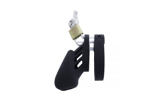This black adjustable silicone chastity device from Kiotos X... Kiotos - Silicone Chastity Cage - Black photo-3