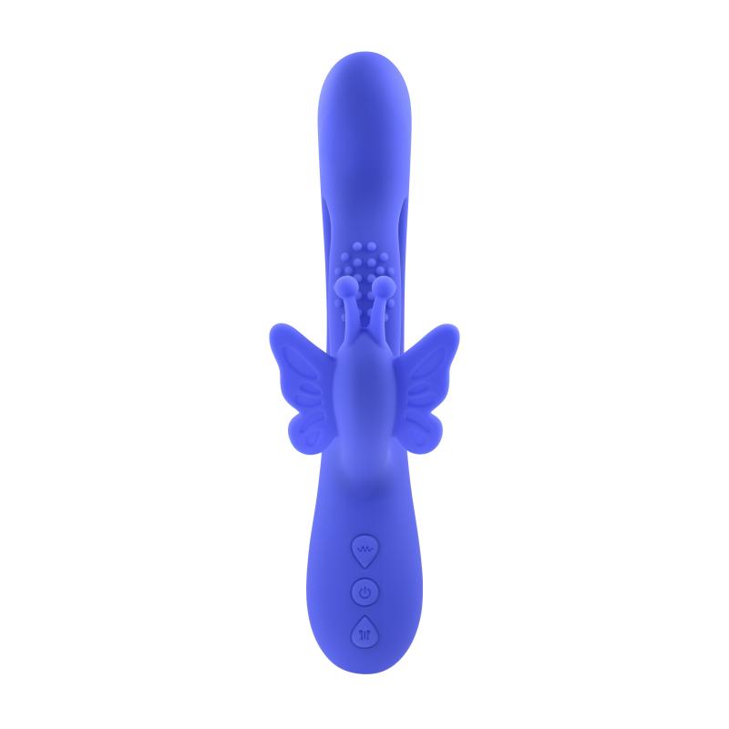 This unique butterfly vibrator has a sexy split in the main ... Evolved - Butterfly Dreams Rabbit Vibe - Blue photo-3