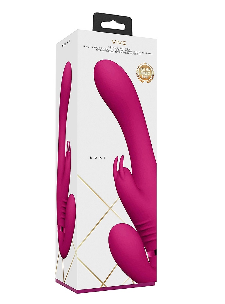 SUKI is one of the most Innovative and best vibrating strapl... Vive - Suki Strapless Rabbit Strap-On - Pink photo-9