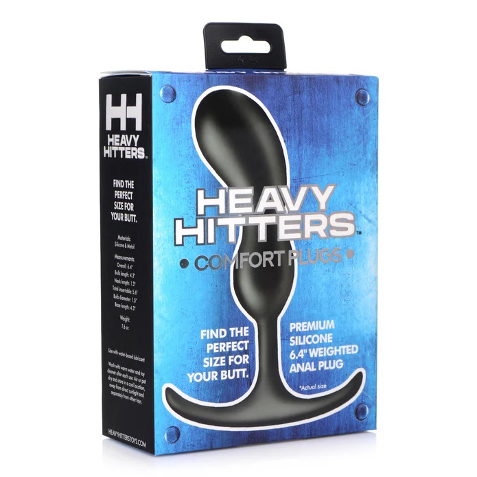Take a Heavy Hit to your backdoor - this curved comfort plug... Heavy Hitters - Weighted Prostate Plug M - Black photo-5