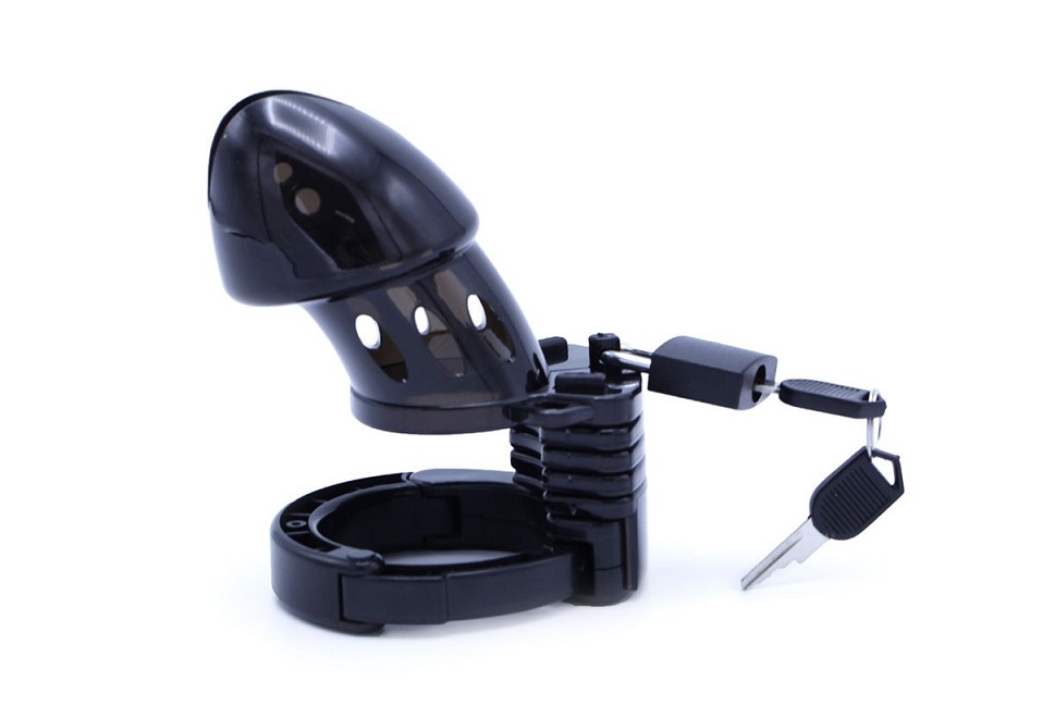 This black adjustable plastic chastity device causes the pen... Kiotos - Plastic Adjustable Chastity Device - Black photo-3
